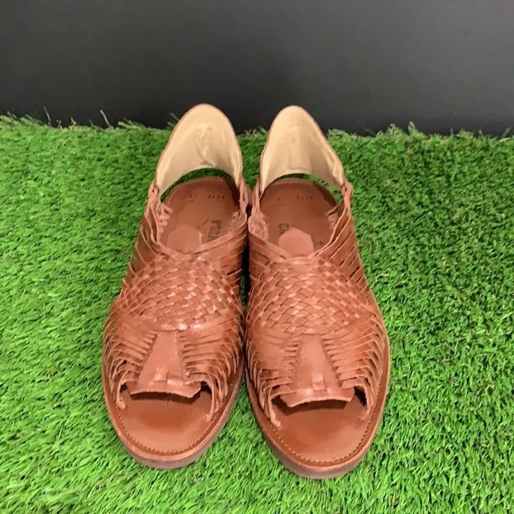 Chamula Open Toe GDL Huaraches Meg Brown NEW
